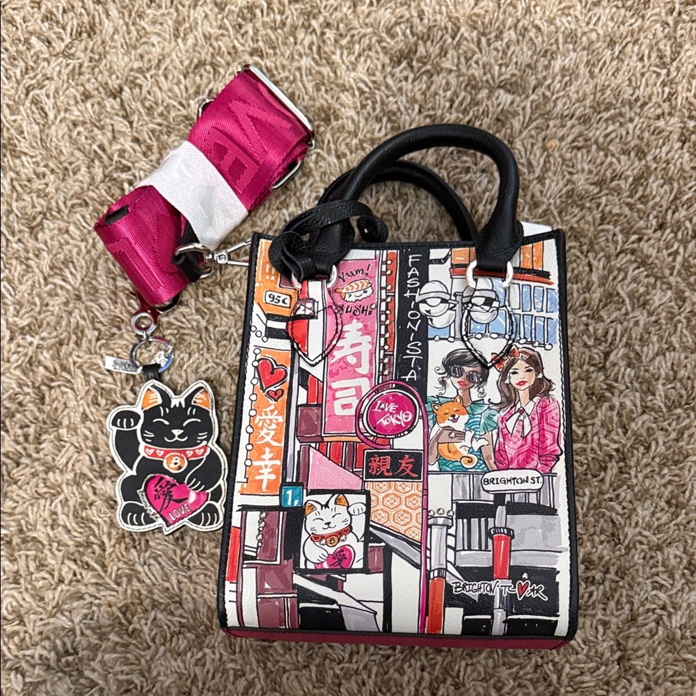 Brighton Tokyo Love Shiba Inu Leather Mini Tote NWT - Picture 3 of 6